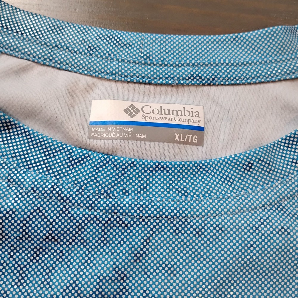 Columbia PFG Shirt Mens XL Blue Gray Long Sleeve Shiny Fish Scale Omni Shade - Picture 4 of 13